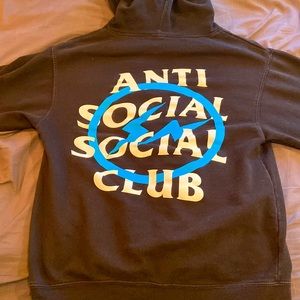 Anti social social club hoodie black and blue